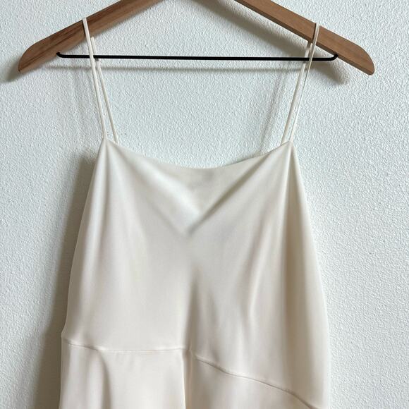 Theory Ivory Asymmetric Crepe de Chine Slip Camisole Women's Medium - Picture 3 of 7